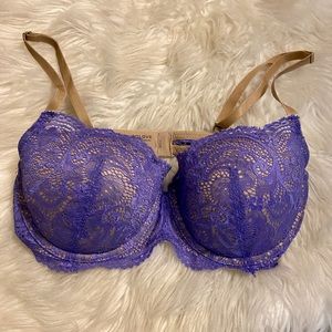 Thirdlove Bra 32D 1/2 Purple Lace Plunge Underwire Third Love